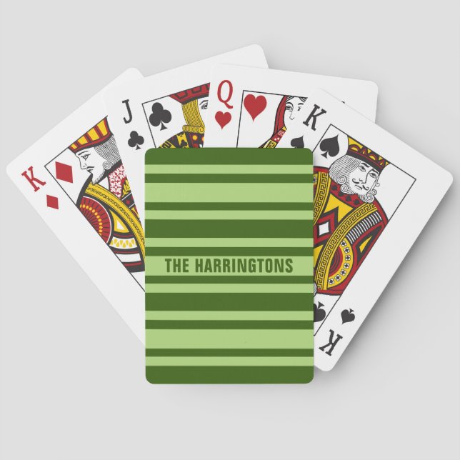 Green Stripes custom name playing cards (Back)