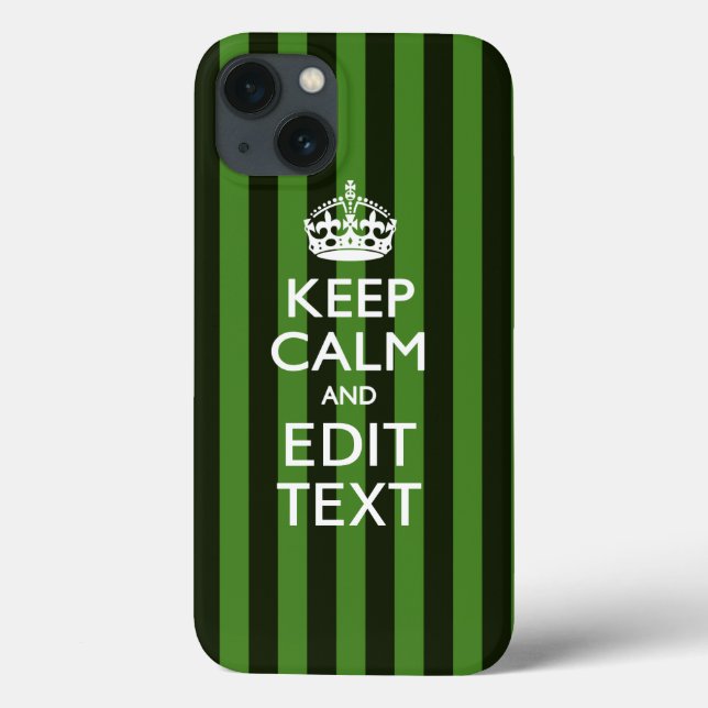 Green Stripes Decor Keep Calm Your Text Case-Mate iPhone Case (Back)
