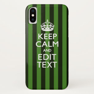 Green Stripes Decor Keep Calm Your Text iPhone X Case