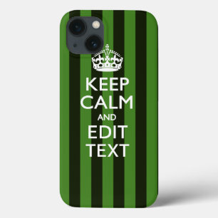 Green Stripes Decor Keep Calm Your Text iPhone 13 Case
