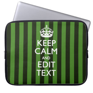Green Stripes Decor Keep Calm Your Text Laptop Sleeve