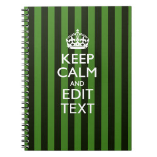 Green Stripes Decor Keep Calm Your Text Notebook