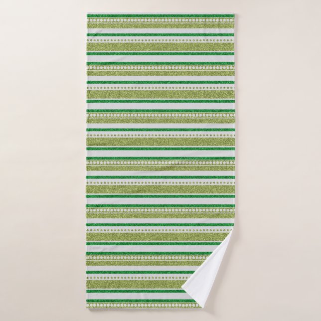 Green Stripes Glitter Bath Towel (Bath Towel)