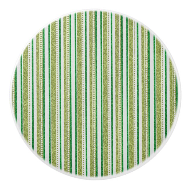 Green Stripes Glitter Ceramic Knob (Front)