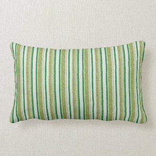 Green Stripes Glitter Lumbar Cushion