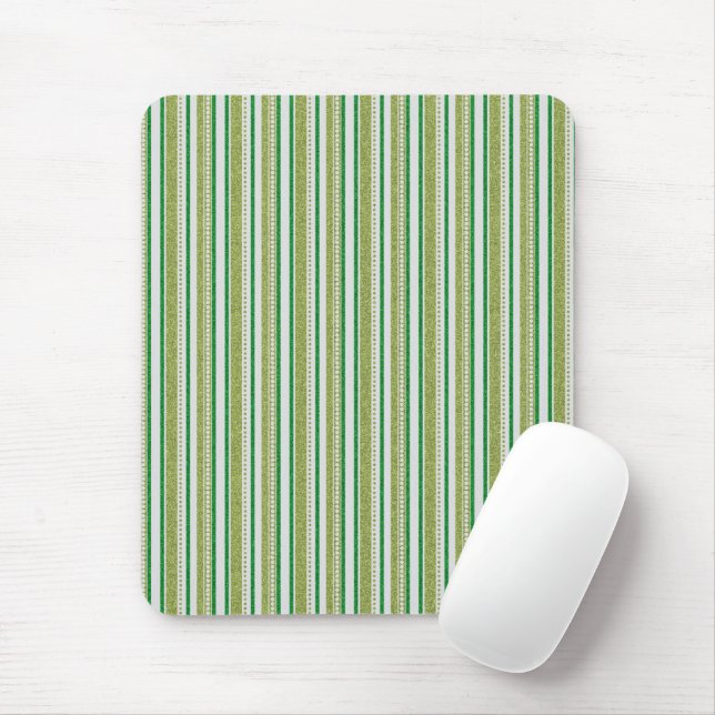 Green Stripes Glitter Mouse Mat (With Mouse)