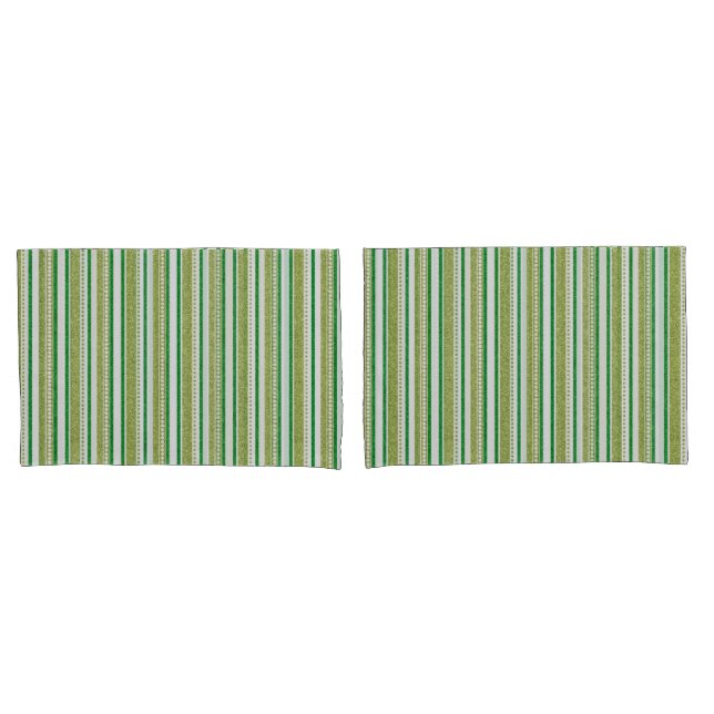 Green Stripes Glitter Pillowcase (Front-Set)