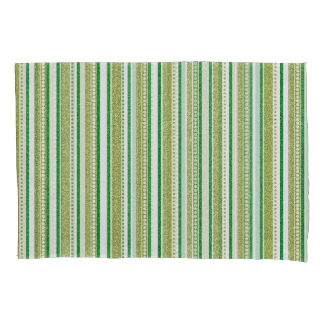 Green Stripes Glitter Pillowcase (Front)