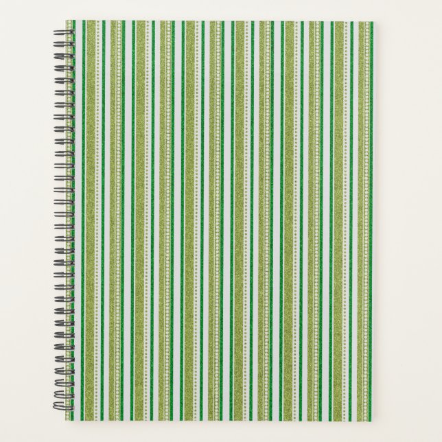 Green Stripes Glitter Planner (Front)