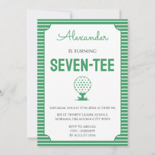 Green Stripes Golf 70th Birthday Party Invitation