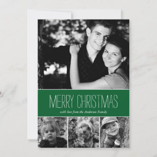 Green Stripes Happy Holidays Photo Card
