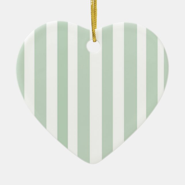 Green Stripes Heart Ornament (Front)