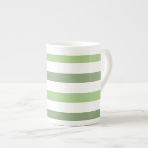 Green Stripes Horizontal Bone China  Mug