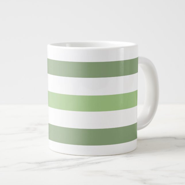 Green Stripes Horizontal Jumbo Mug (Front Right)