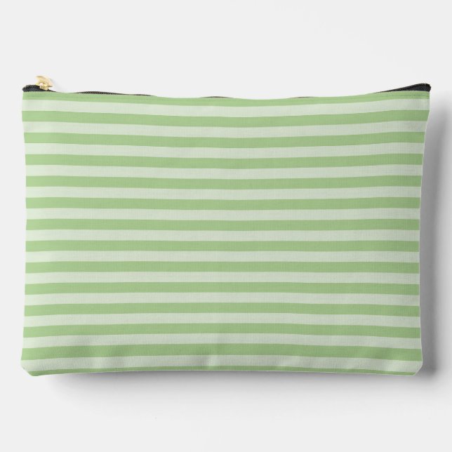 Green Stripes Large Accessory Pouch (Front)