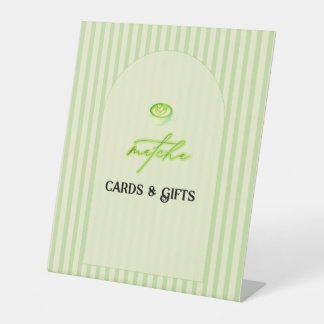 Green Stripes Matcha Baby Shower Cards & Gifts  Pedestal Sign
