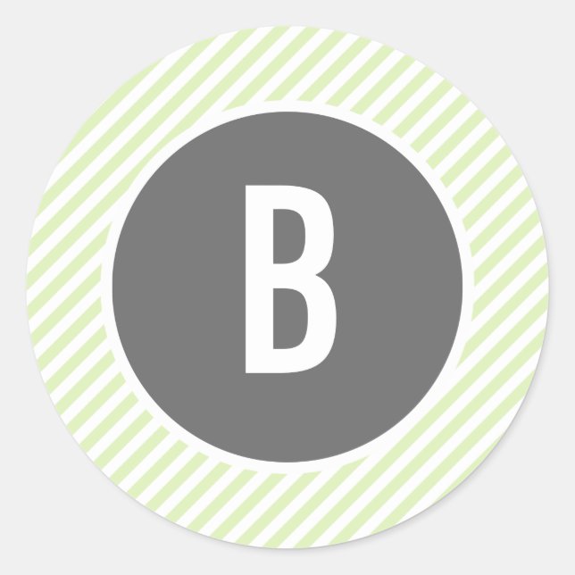 Green Stripes Monogram Stickers (Front)