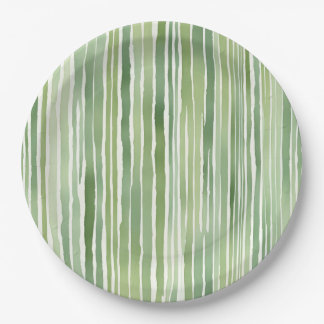 Green Stripes  Paper Plate