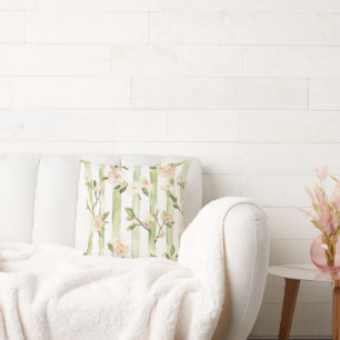 Green Stripes Peach Floral Cushion