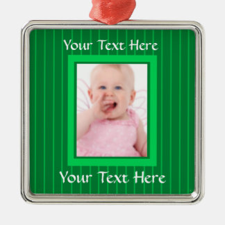 Green Stripes Personalised Photo Ornament