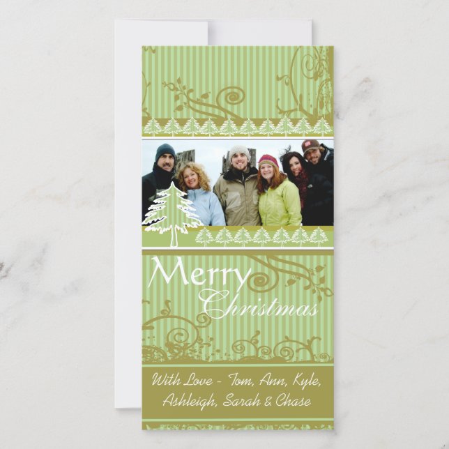 Green Stripes Pine Swirl Holiday Family Pictures (Front)