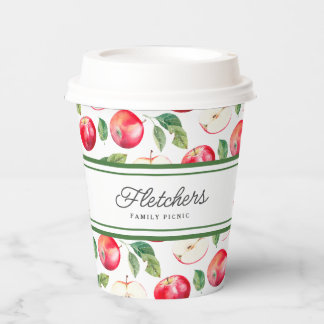 Green Stripes & Red Apples Customisable Paper Cups