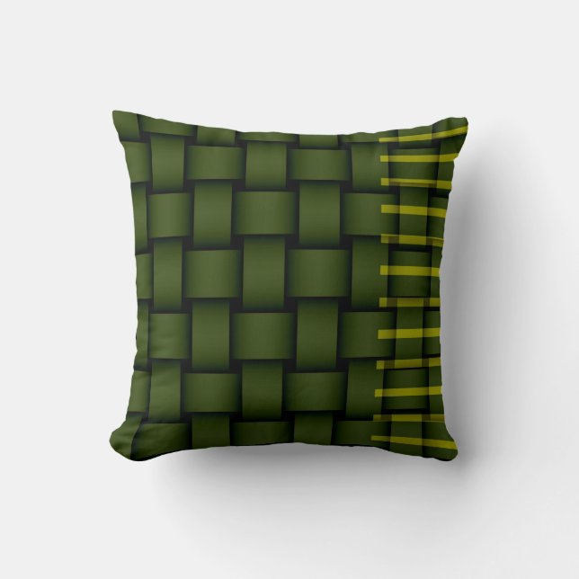 Green stripes retro graphic design cushion (Front)