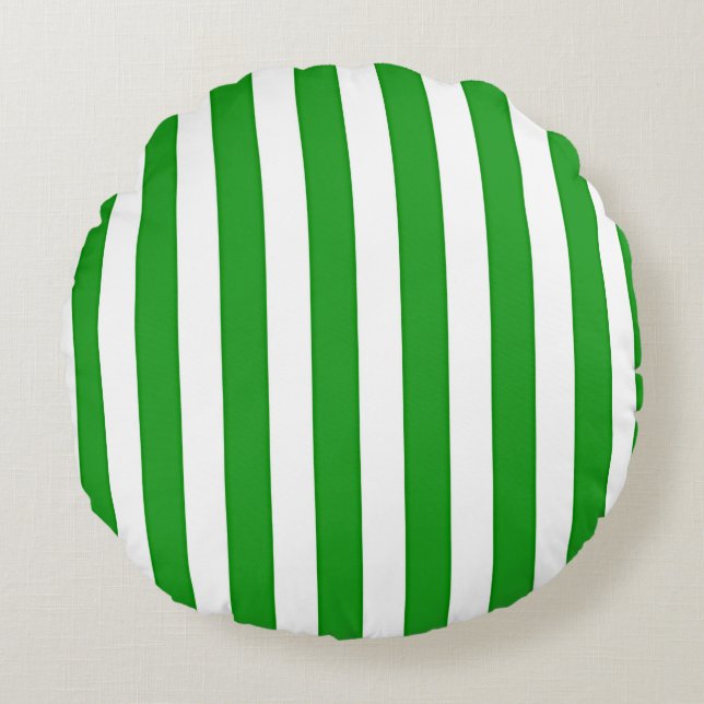 Green  Stripes  Round Cushion (Front)