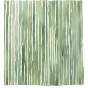 Green Stripes Shower Curtain