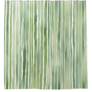 Green Stripes Shower Curtain
