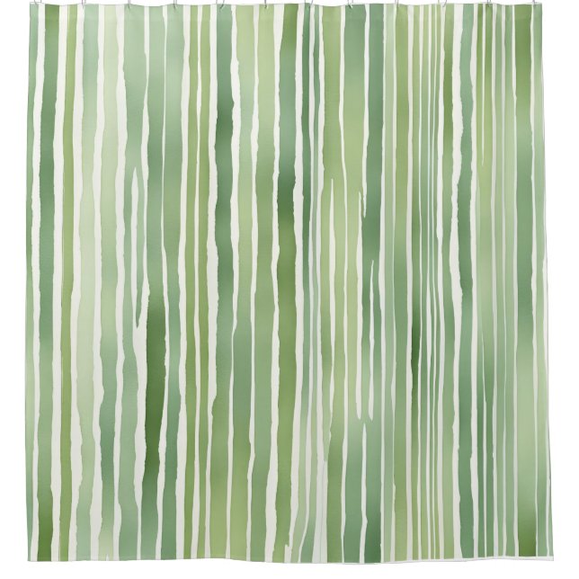 Green Stripes  Shower Curtain (Front)