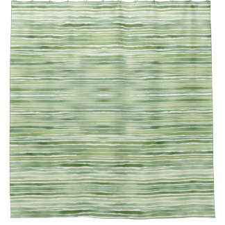 Green Stripes Shower Curtain