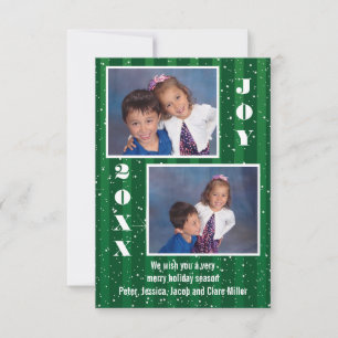 Green Stripes Snow - 3x5 Christmas Card