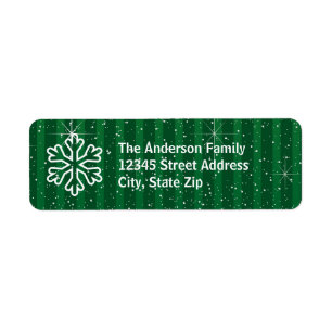 Green Stripes Snowflake - Return Address Label
