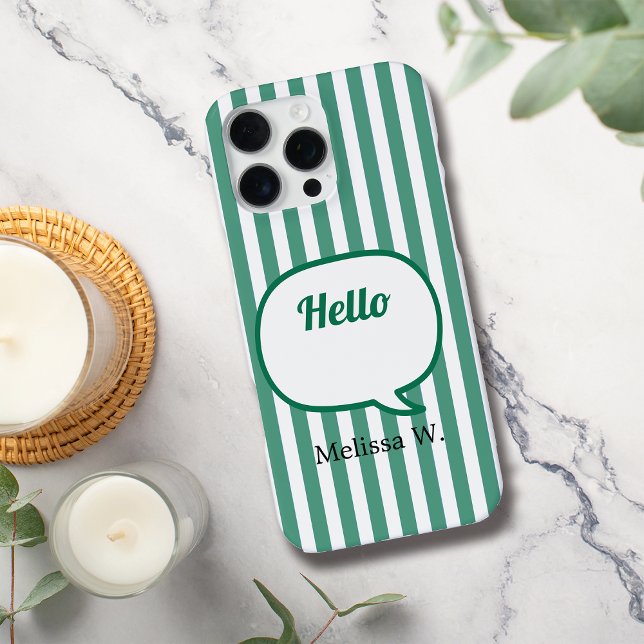 Green Stripes Speech Bubble iPhone Case (Creator Uploaded)