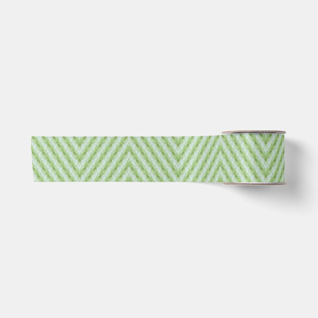 Green Stripes Squash Pattern Satin Ribbon (Front)