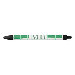 green stripes thick monogram add name title letter black ink pen