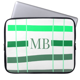 green stripes thick monogram add name title letter laptop sleeve