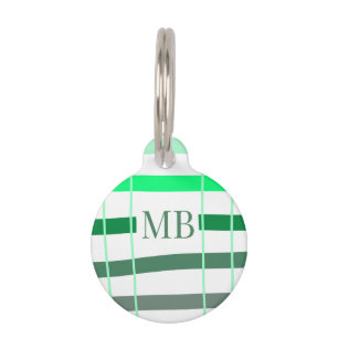 green stripes thick monogram add name title letter pet tag