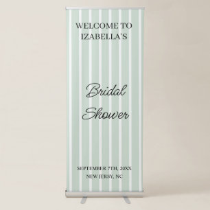 Green Stripes Wedding Bridal Shower Engaged Retractable Banner