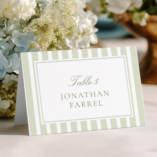 Green Stripes Wedding Place Cards (Creator Uploaded)