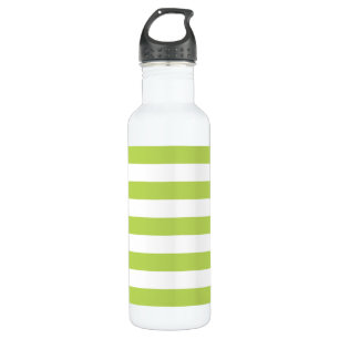 Green Stripes, White Stripes, Striped Pattern 710 Ml Water Bottle