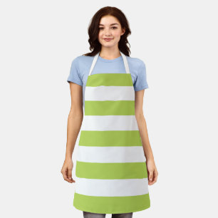 Green Stripes, White Stripes, Striped Pattern Apron
