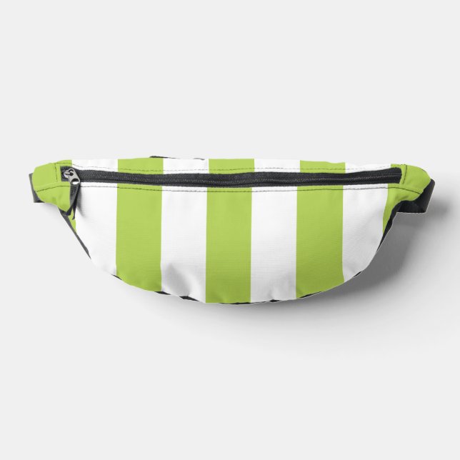 Green Stripes, White Stripes, Striped Pattern Bum Bags (Lay Down)