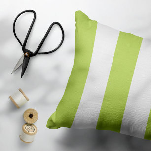 Green Stripes, White Stripes, Striped Pattern Decorative Cushion