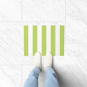 Green Stripes, White Stripes, Striped Pattern Doormat