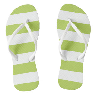 Green Stripes, White Stripes, Striped Pattern Flip Flops