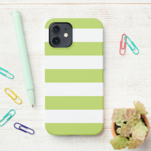 Green Stripes, White Stripes, Striped Pattern iPhone 12 Case