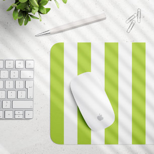 Green Stripes, White Stripes, Striped Pattern Mouse Mat