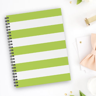 Green Stripes, White Stripes, Striped Pattern Notebook